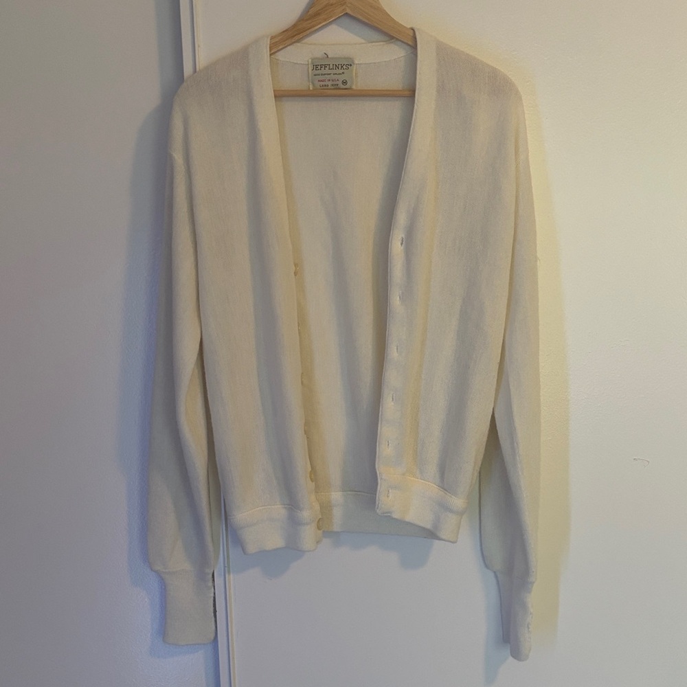 Cream Button-Front Knit Cardigan